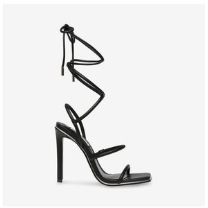 Steve Madden Unfold Tie Black Heels